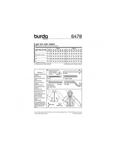 Patron Burda 6478 Veste