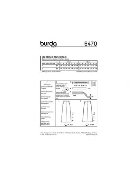 Patron Burda 6470 Pantalon