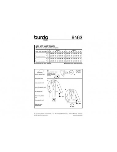 Patron Burda 6463 Veste