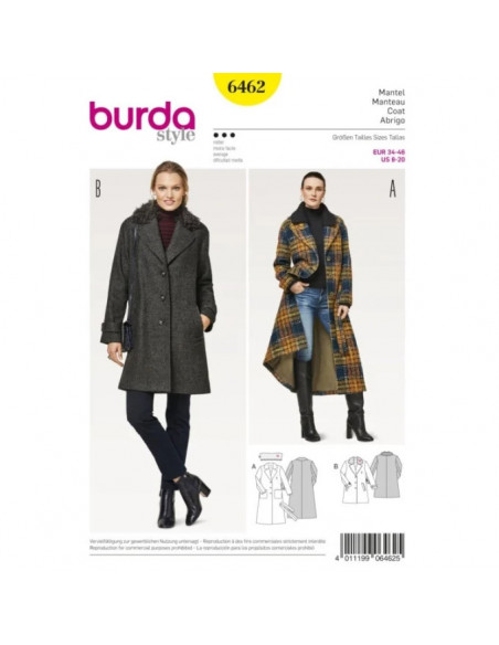 Patron Burda 6462 Manteau