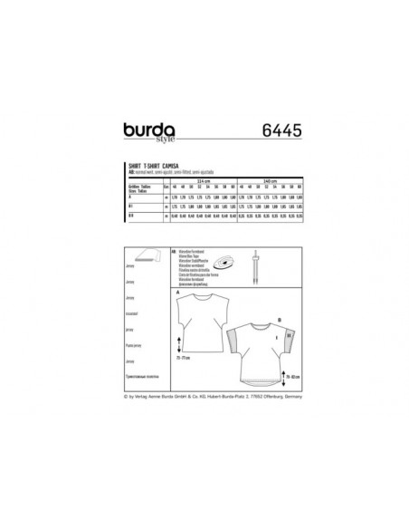 Patron Burda 6445 T shirt
