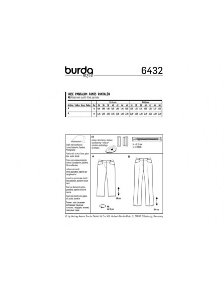 Patron Burda 6432 Pantalon
