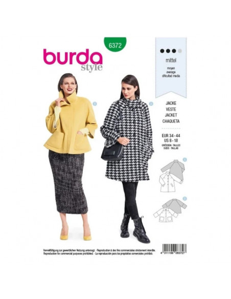 Patron Burda 6372 Manteau pour dames