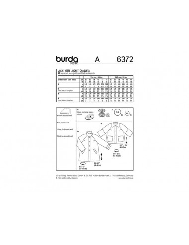 Patron Burda 6372 Manteau pour dames