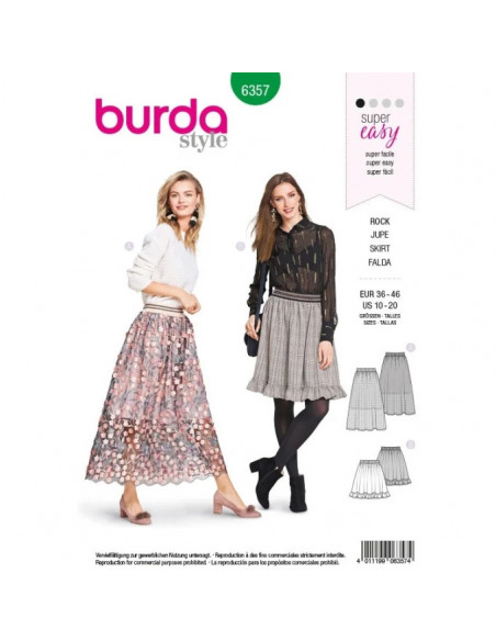 Patron Burda 6357 Jupe dame