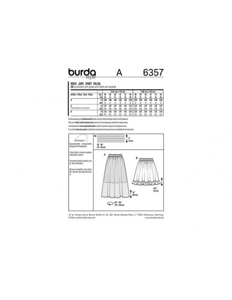 Patron Burda 6357 Jupe dame
