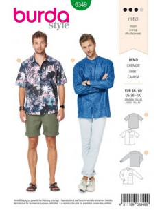 Patron Burda 6349 - Chemise Hommes de 48 à 62