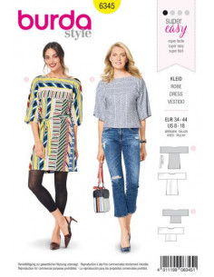 Patron Burda 6345 - Robe et Tee-Shirt pour femmes de 36 à 46