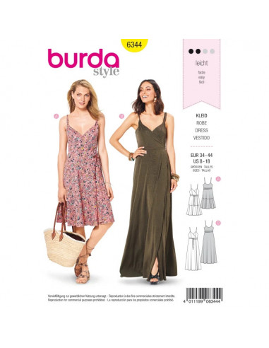 Patron Burda 6344 - Robe pour femmes de 36 à 46