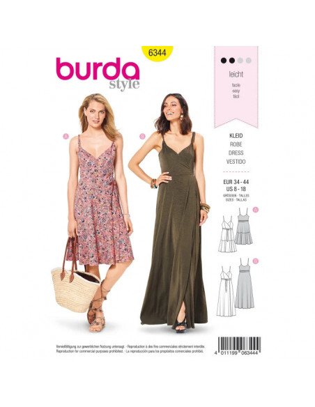 Patron Burda 6344 - Robe pour femmes de 36 à 46