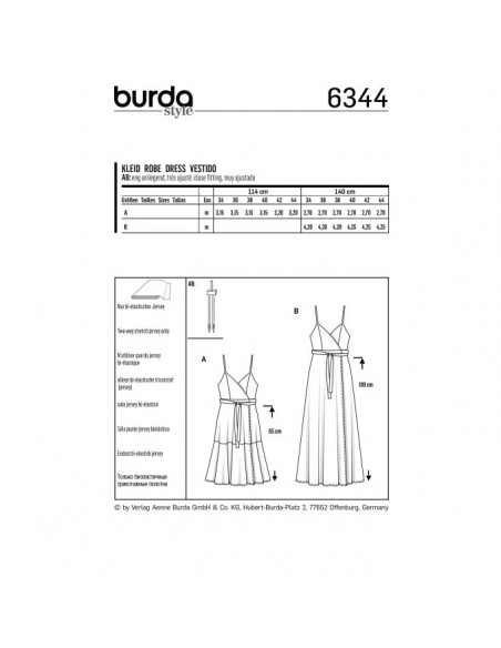 Patron Burda 6344 - Robe pour femmes de 36 à 46