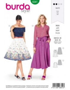 Patron Burda 6341 - Jupe pour femmes de 34 à 44