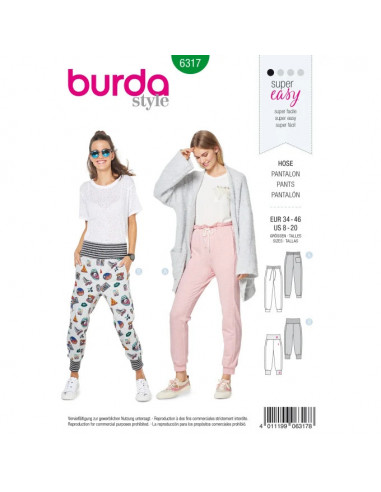 Patron Burda 6317 -  Pantalon pour femmes de 34 à 46