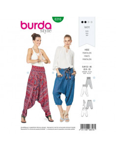 Patron Burda 6316 - Pantalon pour femmes de 32 à 46