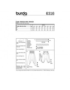 Patron Burda 6316 - Pantalon pour femmes de 32 à 46 2