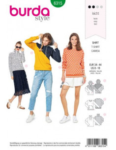 Patron Burda 6315 - Sweat pour femmes de 36 à 46