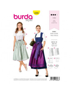 Patron Burda 6268 Robe et blouse tyrolienne pour femmes de 34 à 44