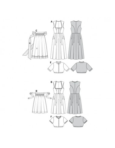 Patron Burda 6268 Robe et blouse tyrolienne pour femmes de 34 à 44