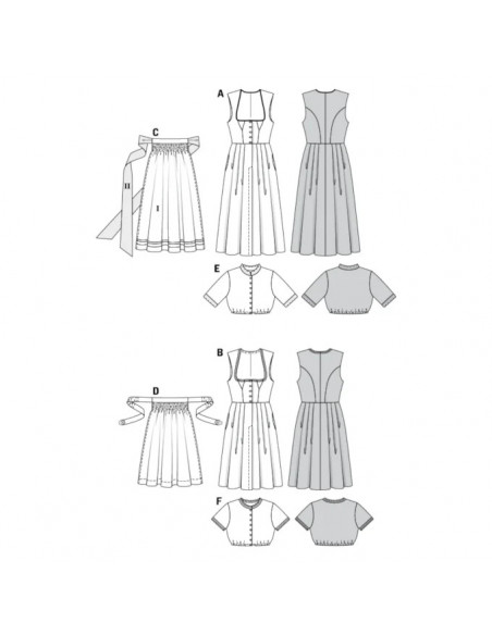 Patron Burda 6268 Robe et blouse tyrolienne pour femmes de 34 à 44