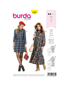 Patron Burda 6265 Robe col Claudine pour femmes de 34 à 44
