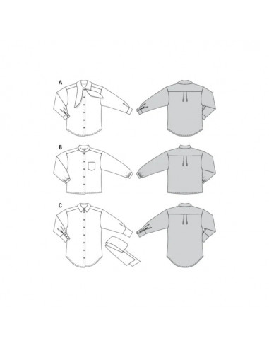 Patron Burda 6263 Chemisier à variation de cols pour femmes de 34 à 44