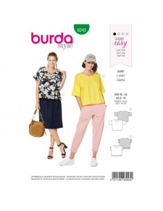 Patron Burda 6243 Tee-Shirt  femme carré, avec ou sans volants - du 34 au 44