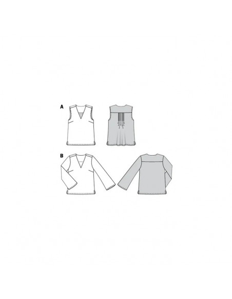 Patron Burda 6234 Blouse femme encolure en V avec ou sans manches longues - du 34 au 44