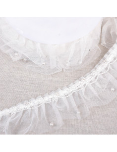 Ruban tulle perlé, mariage, 60mm, blanc