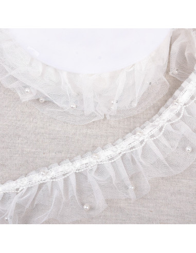 Ruban tulle perlé, mariage, 60mm, blanc