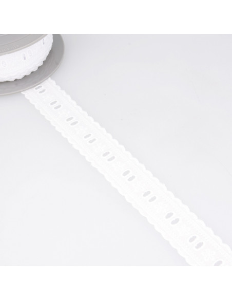 Ruban entredeux, passe-ruban, 35mm, blanc