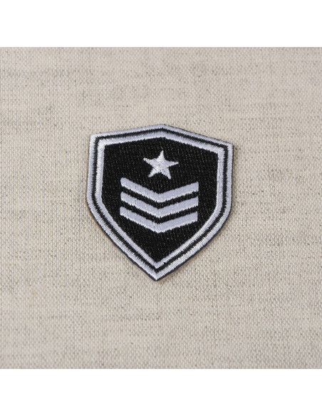 Ecusson thermocollant, blason militaire, étoile, noir