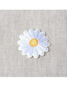 Ecusson thermocollant, marguerite, blanc