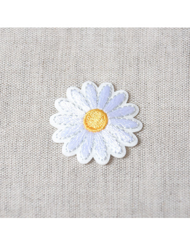 Ecusson thermocollant, marguerite, blanc
