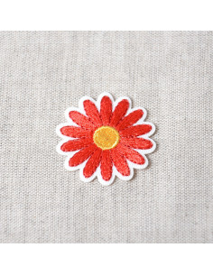 Ecusson thermocollant, marguerite, rouge
