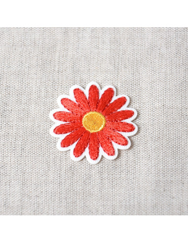 Ecusson thermocollant, marguerite, rouge