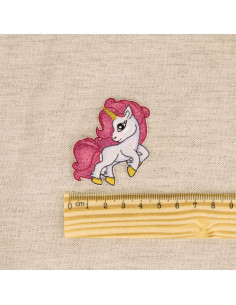 Ecusson thermocollant, licorne, rose