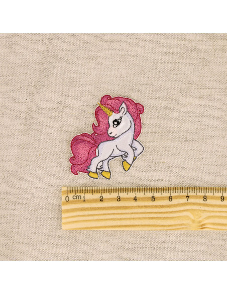 Ecusson thermocollant, licorne, rose