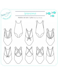 Patron Petits D'om, Ipanema, Maillot de bain fille (2 à 16 ans) 2