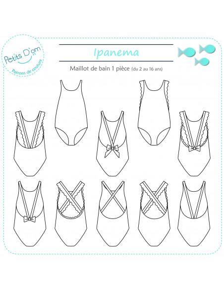 Patron Petits D'om, Ipanema, Maillot de bain fille (2 à 16 ans)