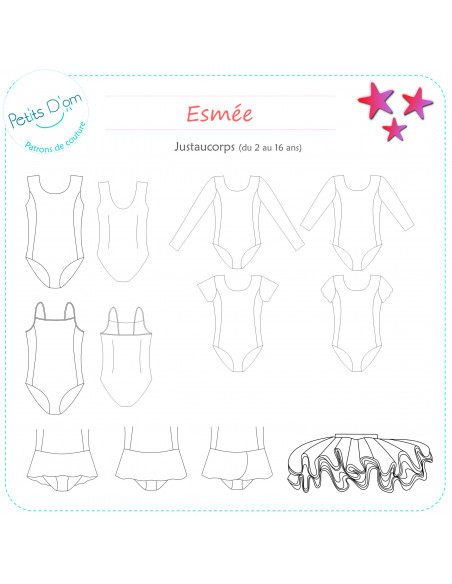 Patron Petits D'om, Esmée,  justaucorps, 2 à 16 ans