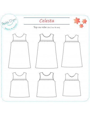 Patron Petits D'om, Celesta, top ou robe (de 2 à 16ans)