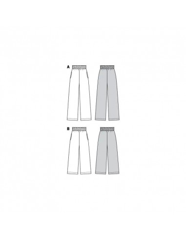 Patron Burda 6229 Pantalon femme et pantacourt à coulisse élastique jambes amples - du 32 au 42