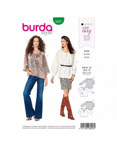 Patron Burda 6227 Blouse ou tunique femme Carmen – coulisse à ruban - du 34 au 44