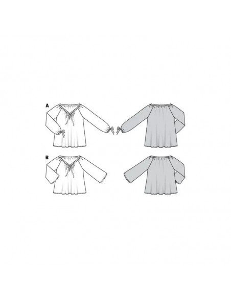 Patron Burda 6227 Blouse ou tunique femme Carmen – coulisse à ruban - du 34 au 44