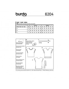 Patron Burda 6204 Tee-Shirt blouse femme réversible - du 34 au 44 2