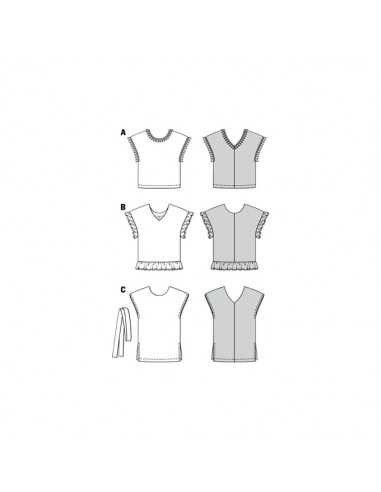 Patron Burda 6204 Tee-Shirt blouse femme réversible - du 34 au 44