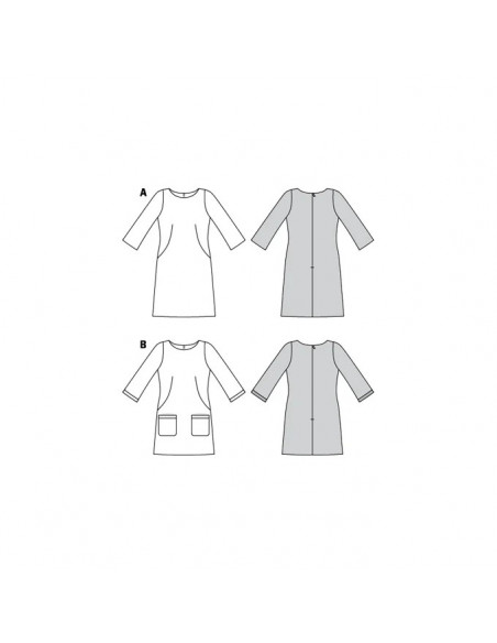 Patron Burda 6149 Robe encolure dégagée arrondie manches 3/4 - du 34 au 44