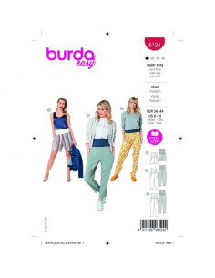 Patron Burda 6124 - Pantalon à large ceinture en tricot du 34 au 44