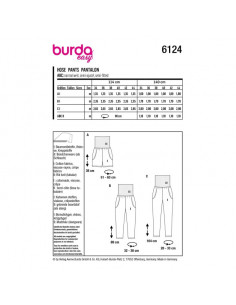 Patron Burda 6124 - Pantalon à large ceinture en tricot du 34 au 44 2