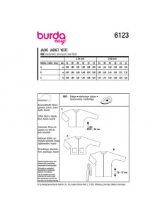 Patron Burda 6123- Veste sans col, coupe classique du 34 au 44 2